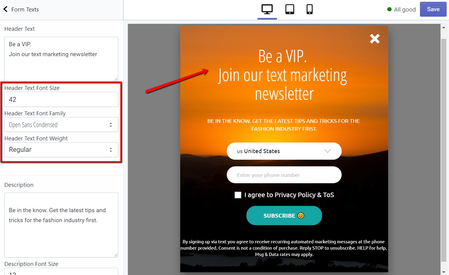 Knowledge Base How To Customize Your Sms Subscription Popup Templates For Shopify