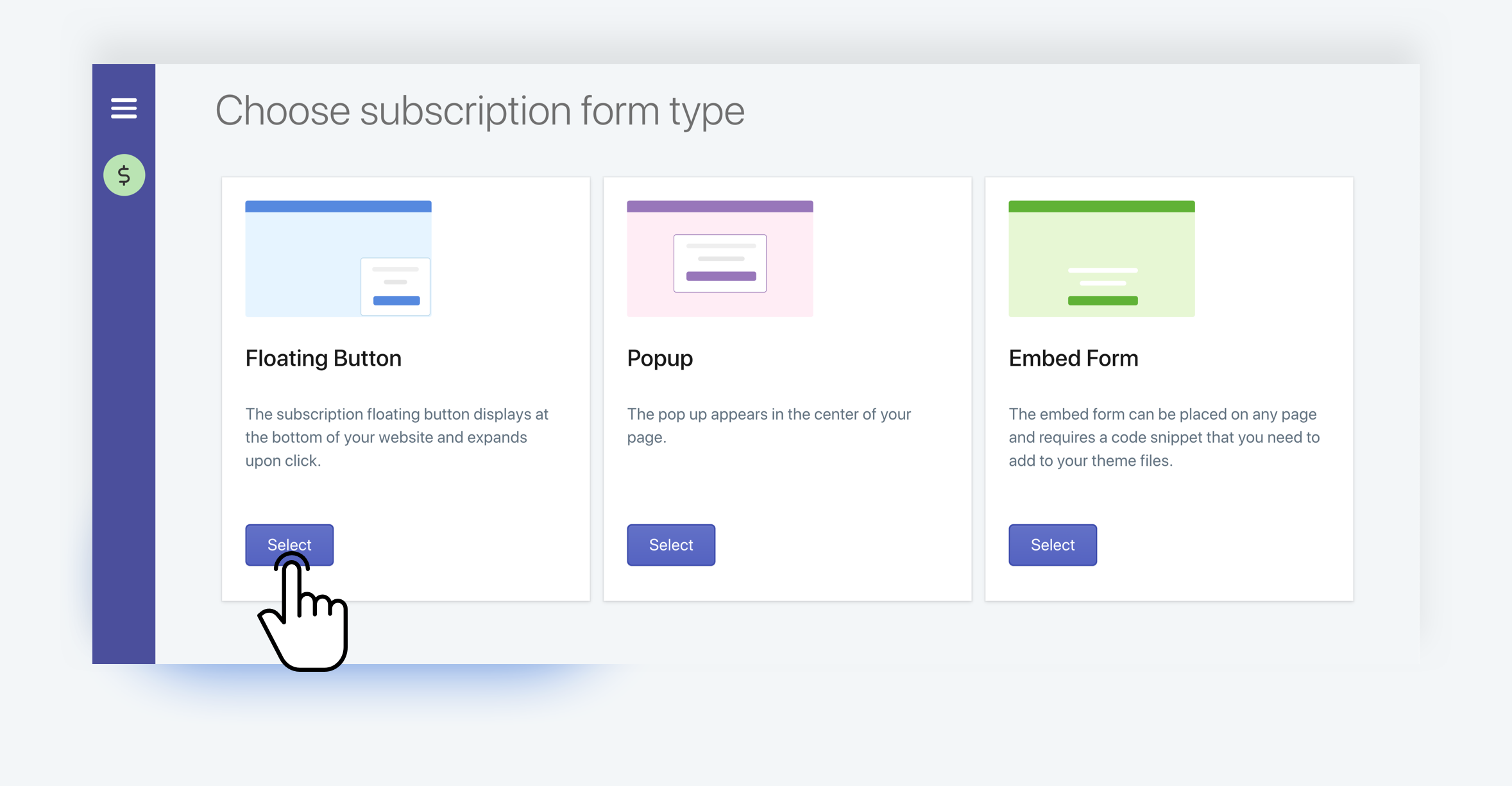 SMSBump: Select Floating Button in Subscription Forms for Shopify