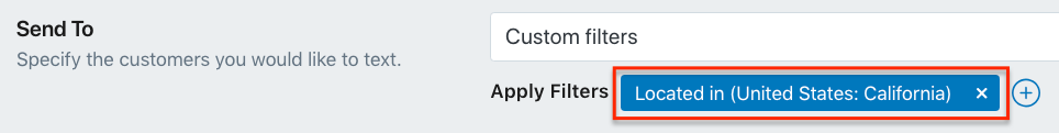 Target Audience Filter Applied to SMS Marketing Campaign in Shopify