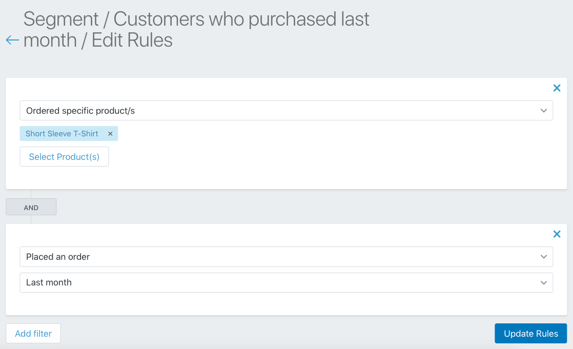 SMSBump Segment Customers who purchased last month