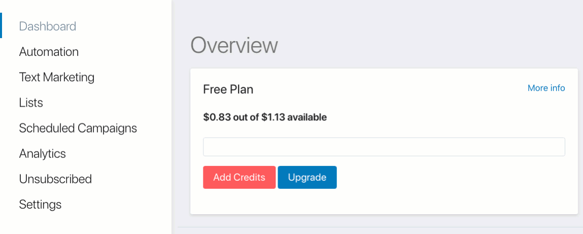 SMSBump dashboard.