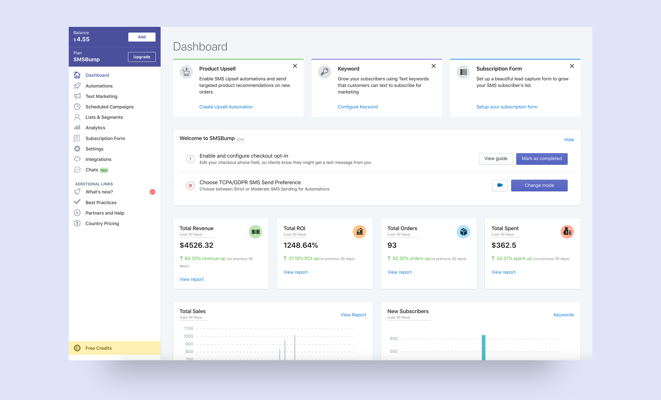 SMSBump Dashboard: Introducing the Redesigned App Dashboard in Shopify