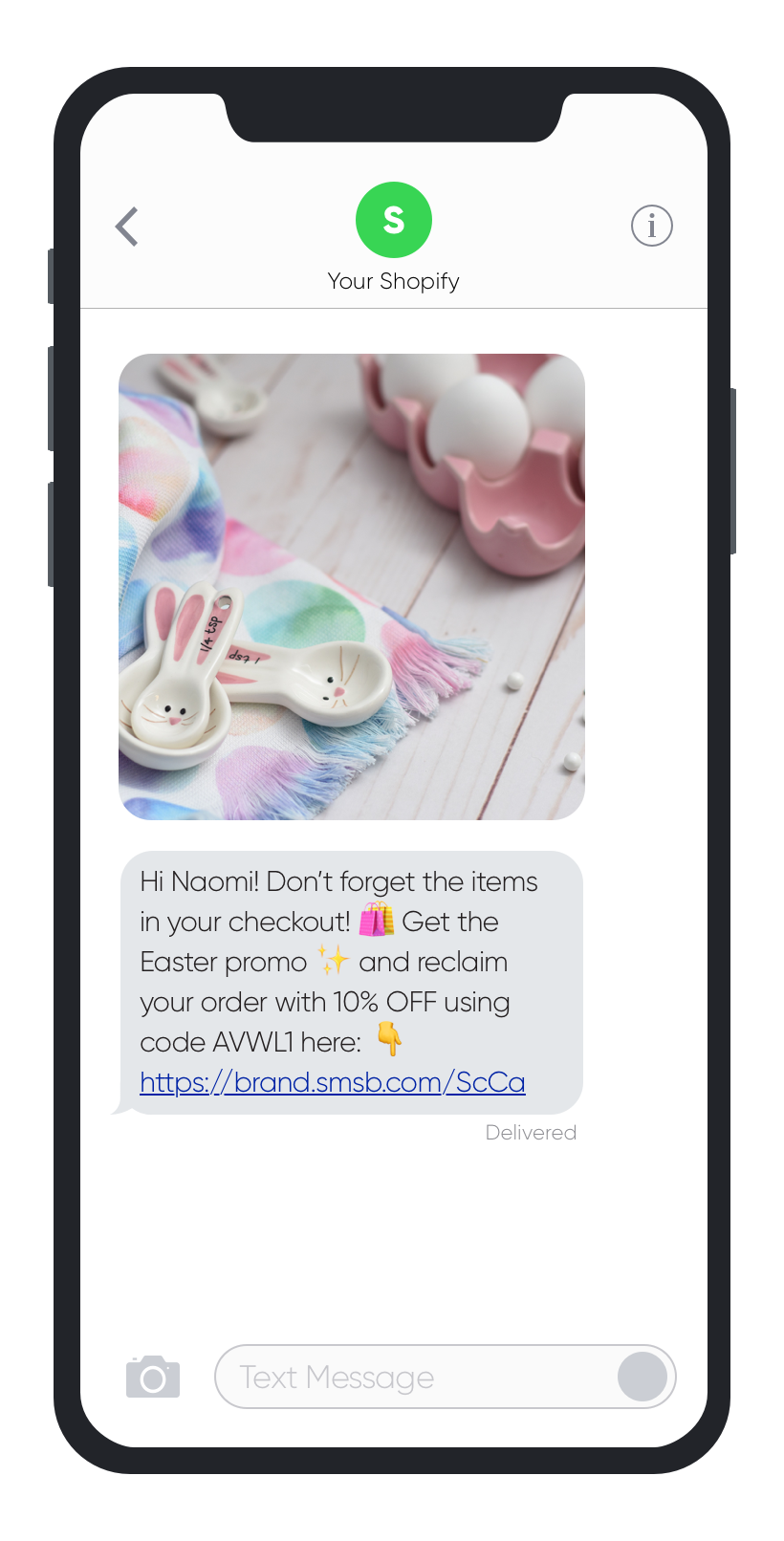 SMSBump SMS Abandoned Cart Easter 2019 Automation Example
