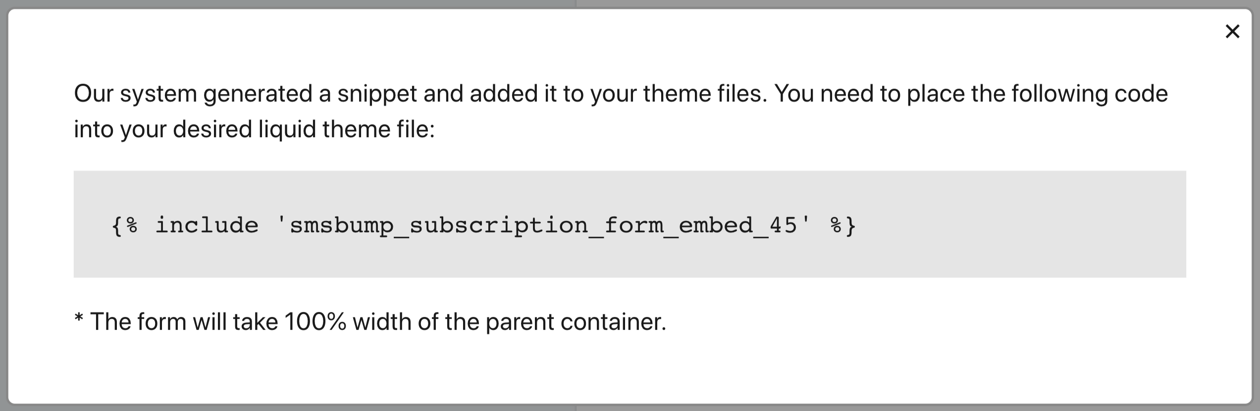 SMSBump Signup Form Embed Code