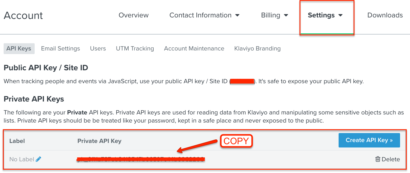 Klaviyo API Keys