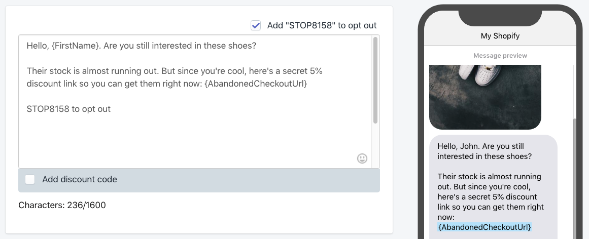 Automated Abandoned Cart MMS in Shopify