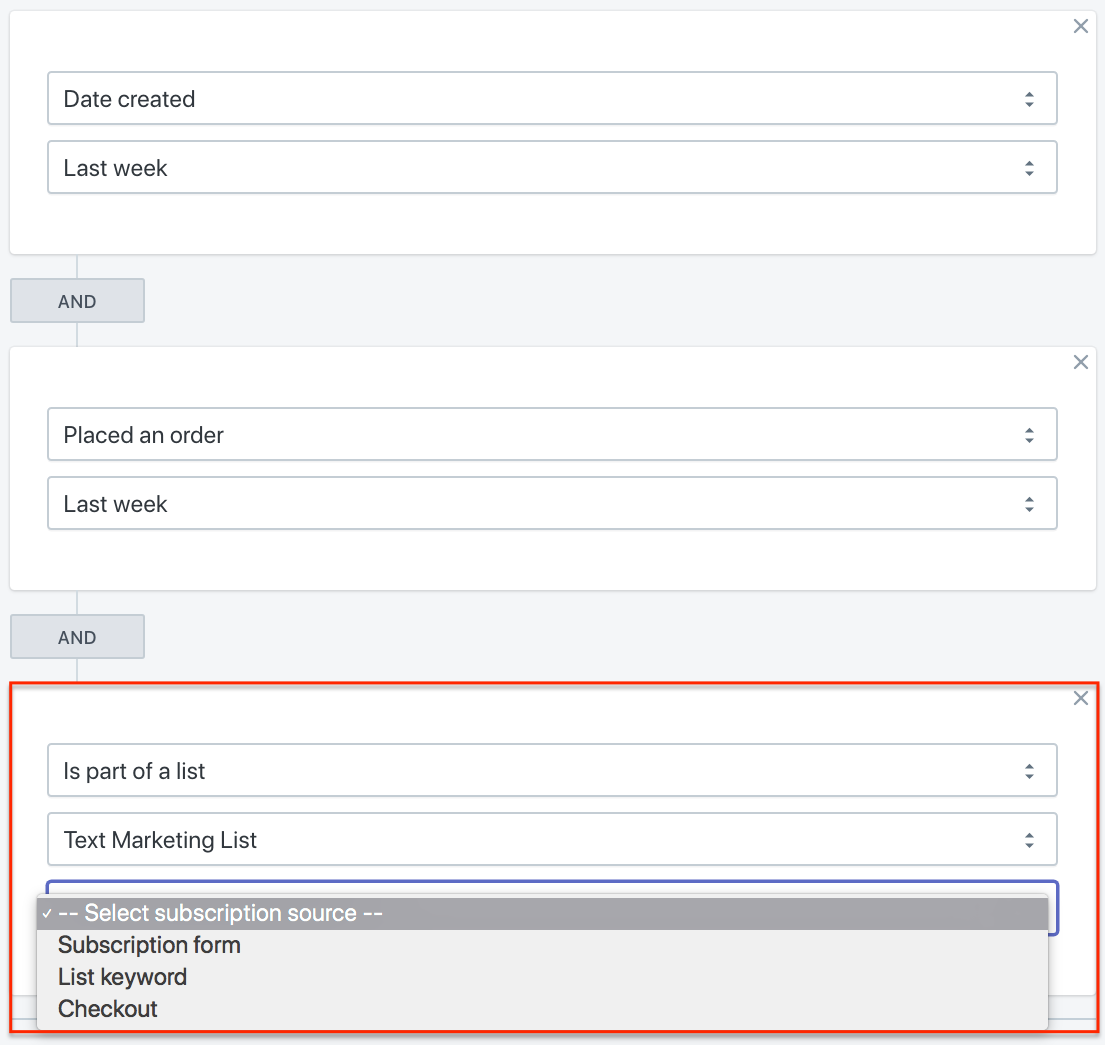 SMSBump Segment New Customers Per Subscription Source