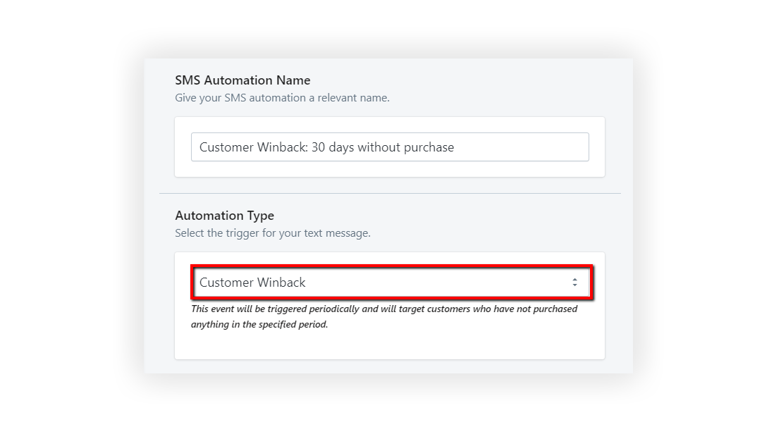 Select a Customer in the Customer Winback Automation