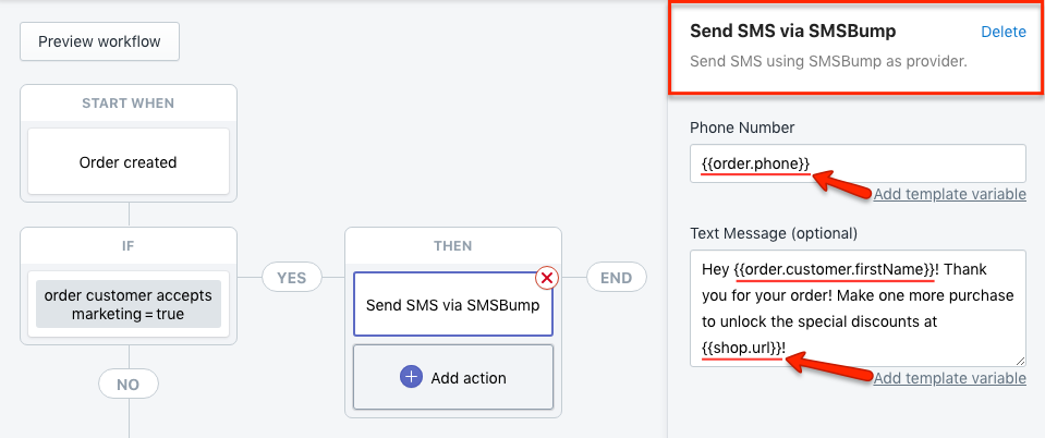 Shopify Flow Template Variables