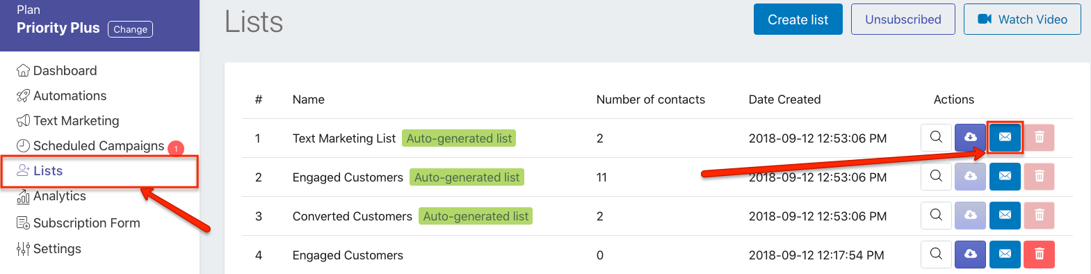 SMSBump Text Marketing Lists in Shopify