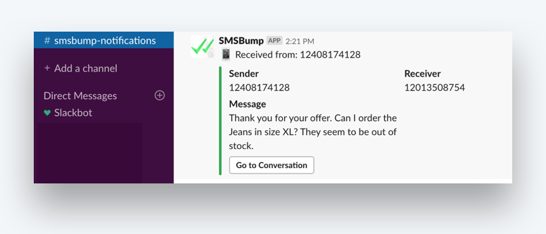 SMS Chat Slack Integration for Shopify