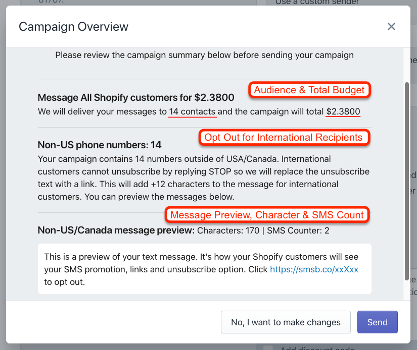 SMSBump Text Marketing Campaign Overview in Shopify