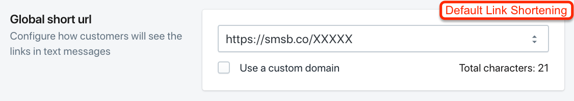 Default SMSBump Shortened links