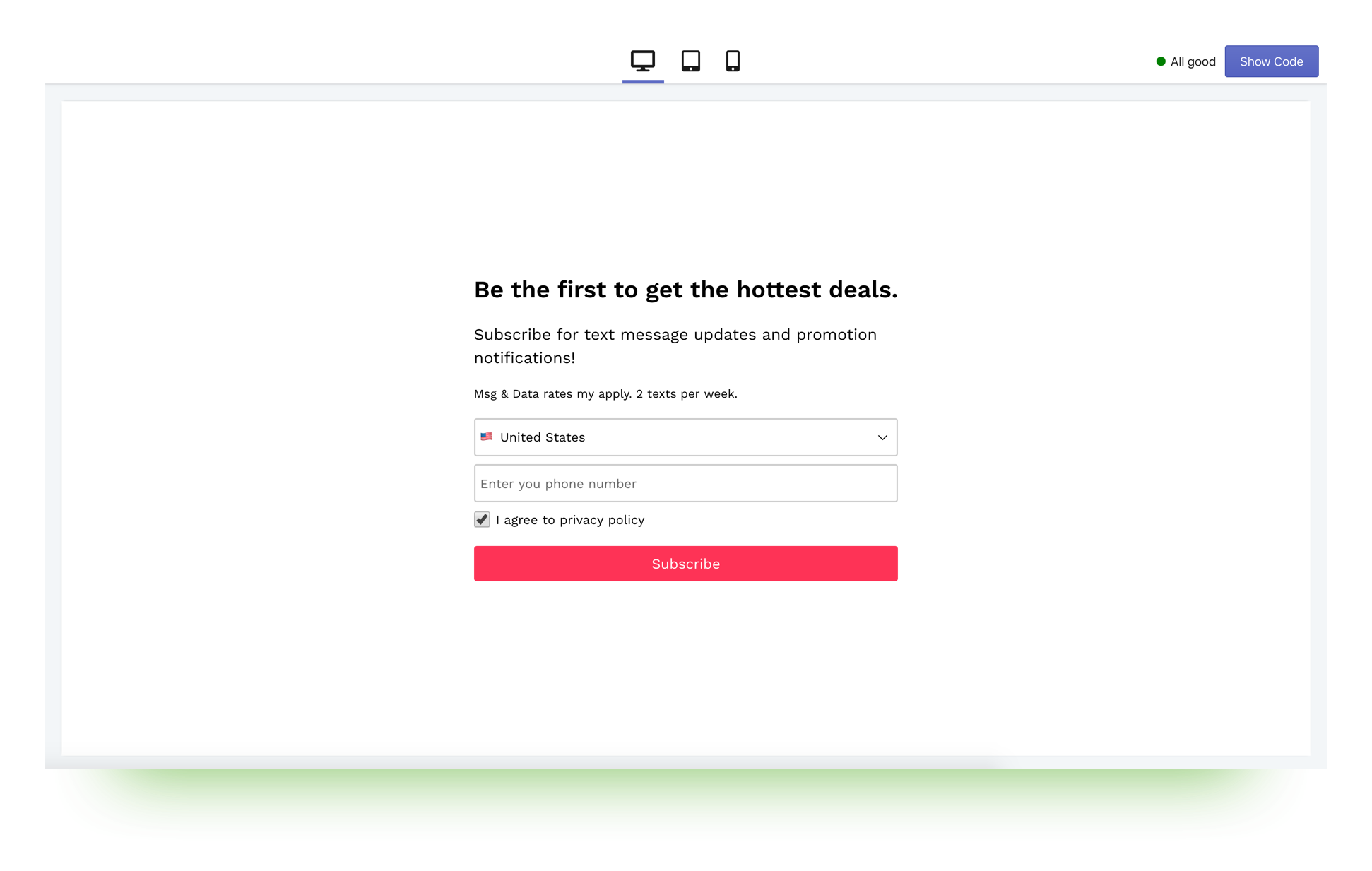 SMSBump Embed Signup Form for Shopify