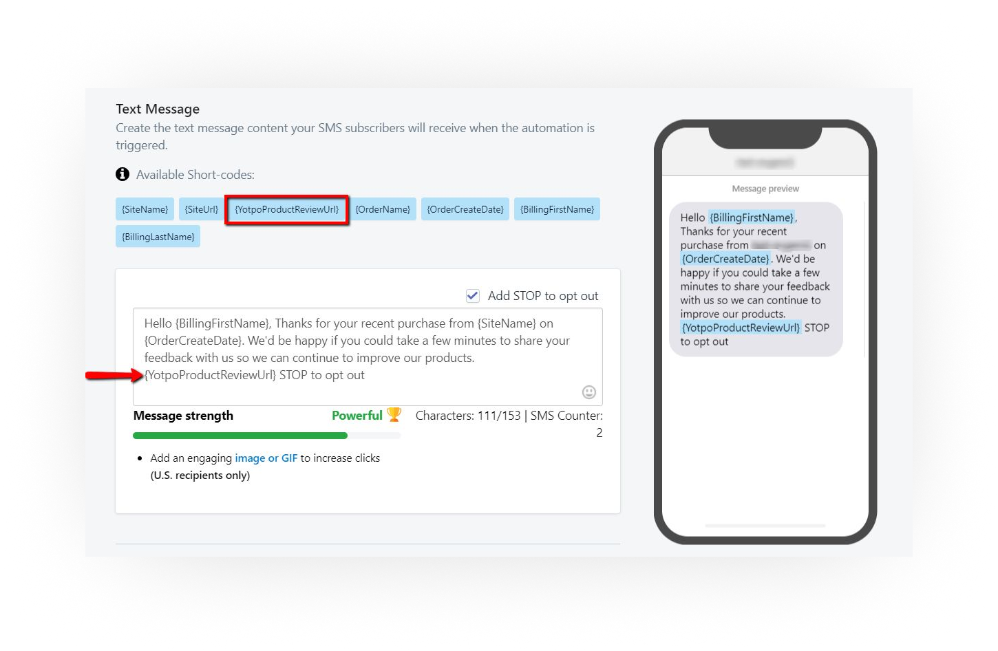 Knowledge Base SMSBump and Yotpo Integration to Gather Customer Reviews