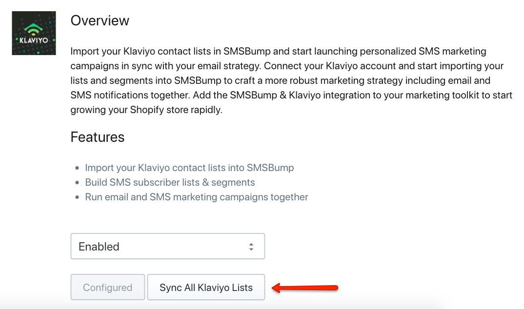 Sync Klaviyo Contacts with SMSBump in Shopify