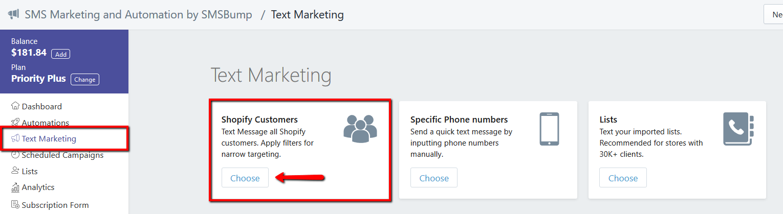 Send SMS Marketing Campaign to Custom Shopify Customers