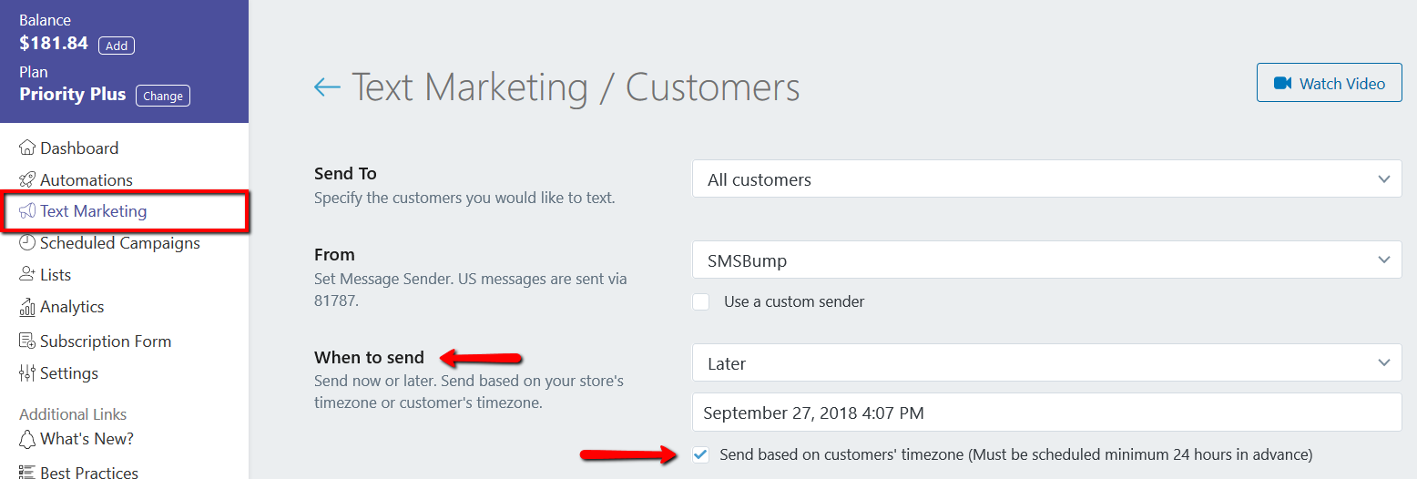 Enable Sending SMS Marketing Campaign for All Time Zones