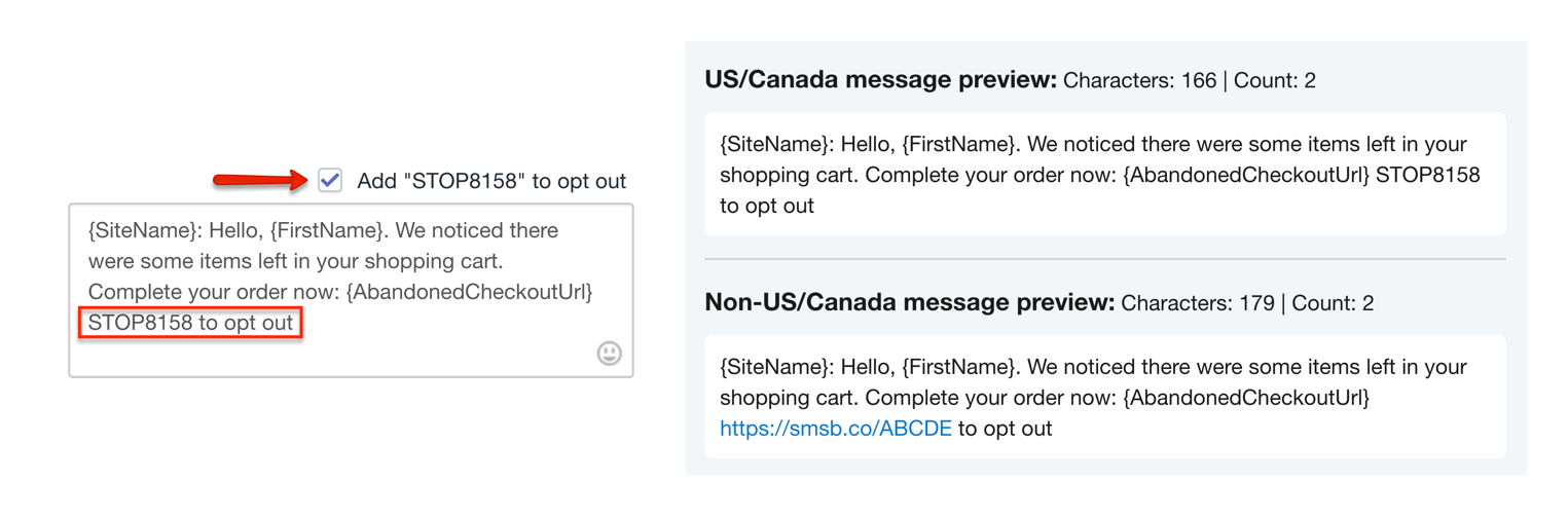 SMSBump Unsubscribe Options and STOP Keywords for Abandoned Cart SMS Automations in Shopify